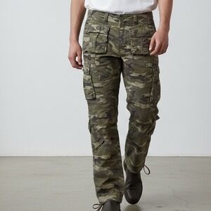 Matchstick Mens Green Camo Cargo Pants Tactical Military Utility 36 XXL
